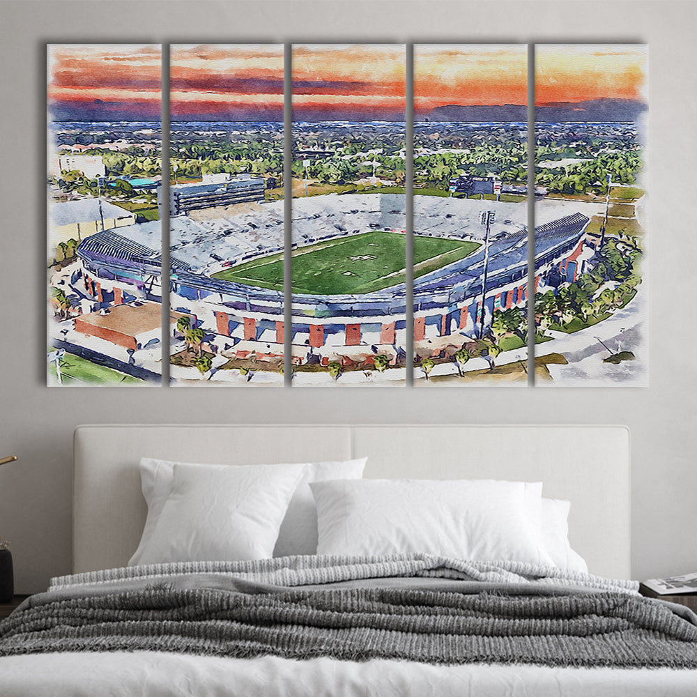 FBC Mortgage Stadium, Central Florida Stadium Art Watercolor, Sport Art, Extra Large Canvas Print Wall Art