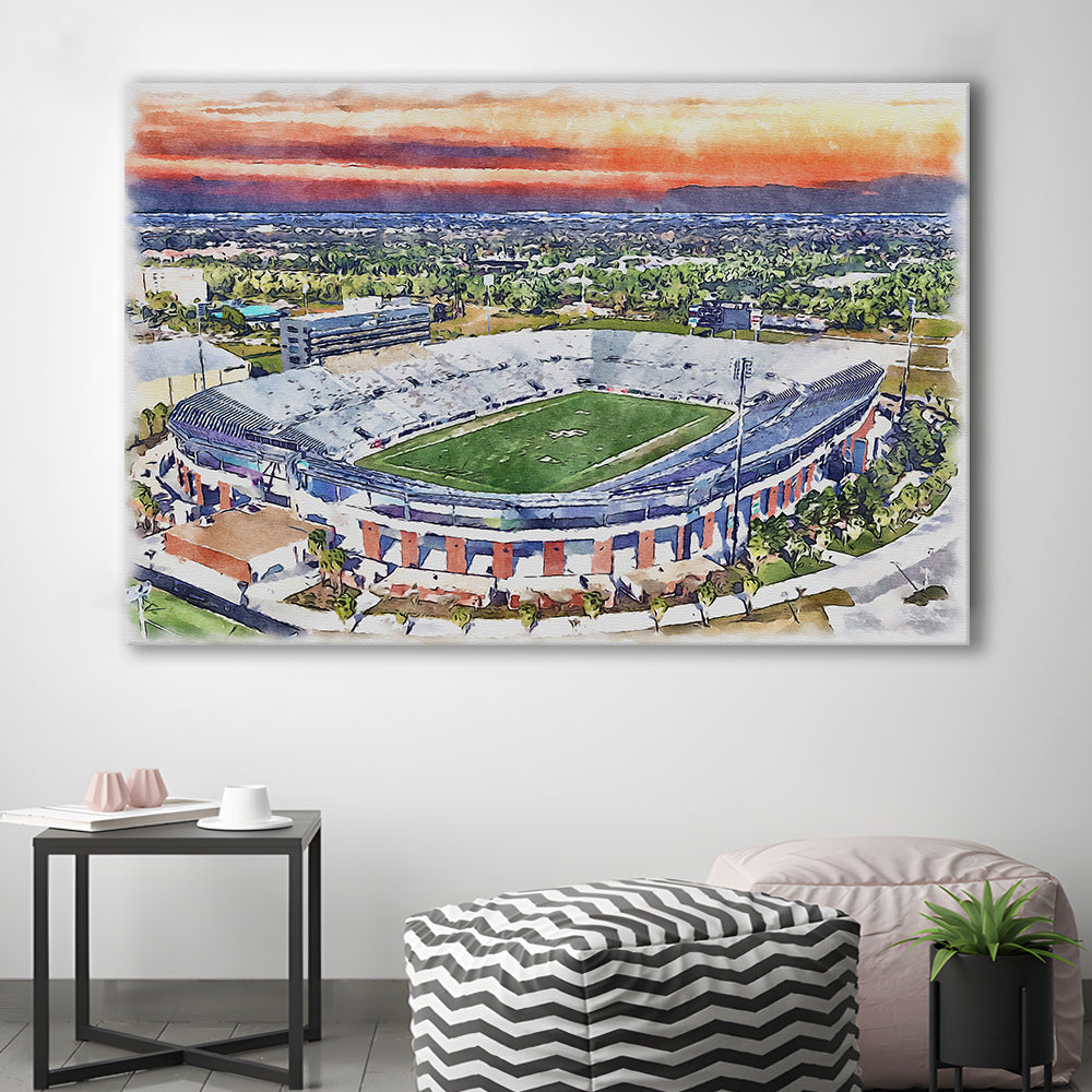 FBC Mortgage Stadium, Central Florida Stadium Art Watercolor, Sport Art, Gifts for him, Canvas Print Wall Art