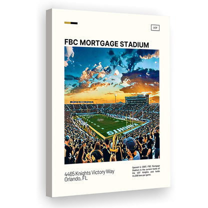 FBC Mortgage Stadium Print, UCF Knights Stadium Canvas Art, Fan Gifts, Sport Art, Canvas Print Wall Art