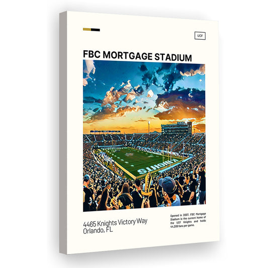 FBC Mortgage Stadium Print, UCF Knights Stadium Canvas Art, Fan Gifts, Sport Art, Canvas Print Wall Art