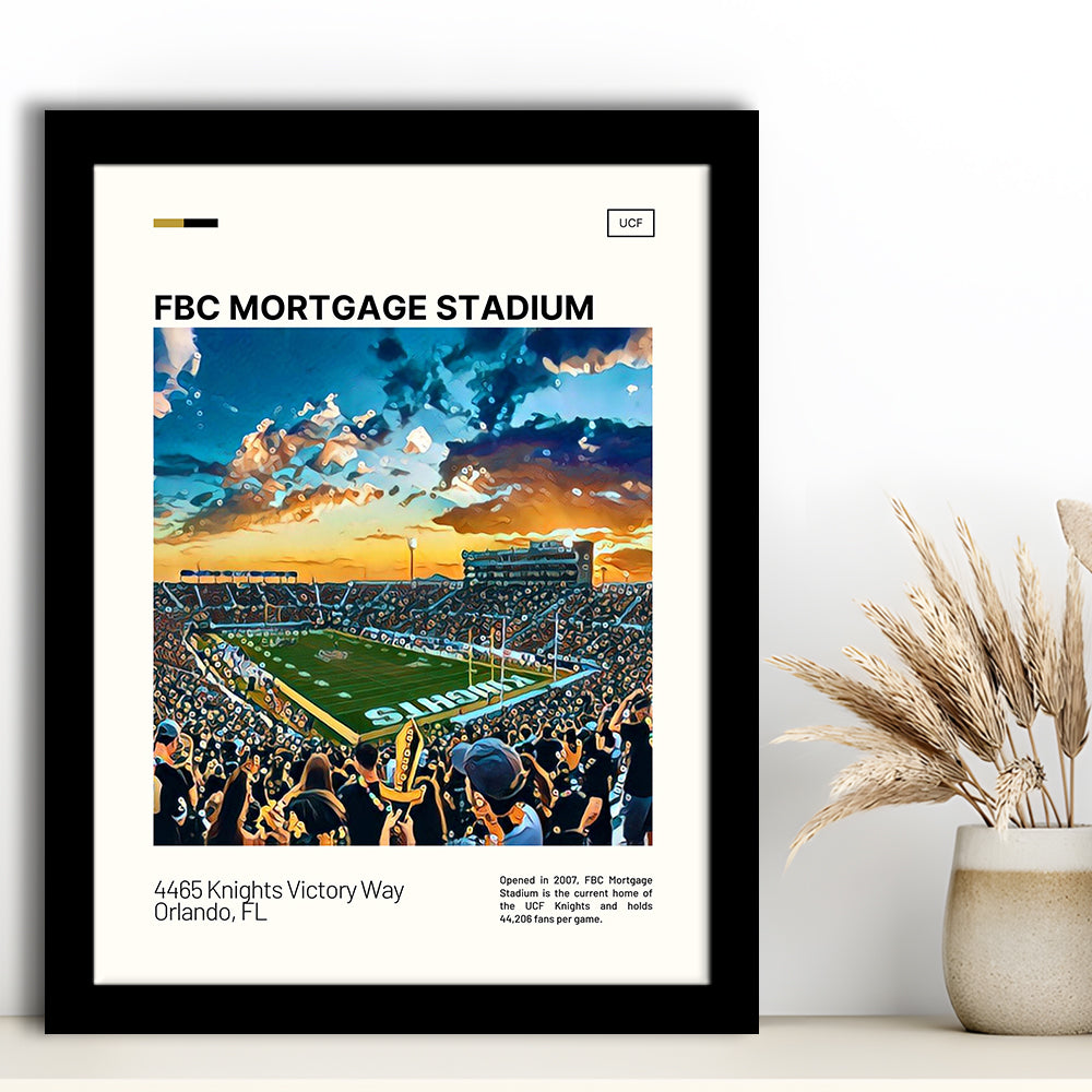 FBC Mortgage Stadium Print, UCF Knights Stadium Art, Gifts for him, Sport Art, Framed Art Print Wall Decor