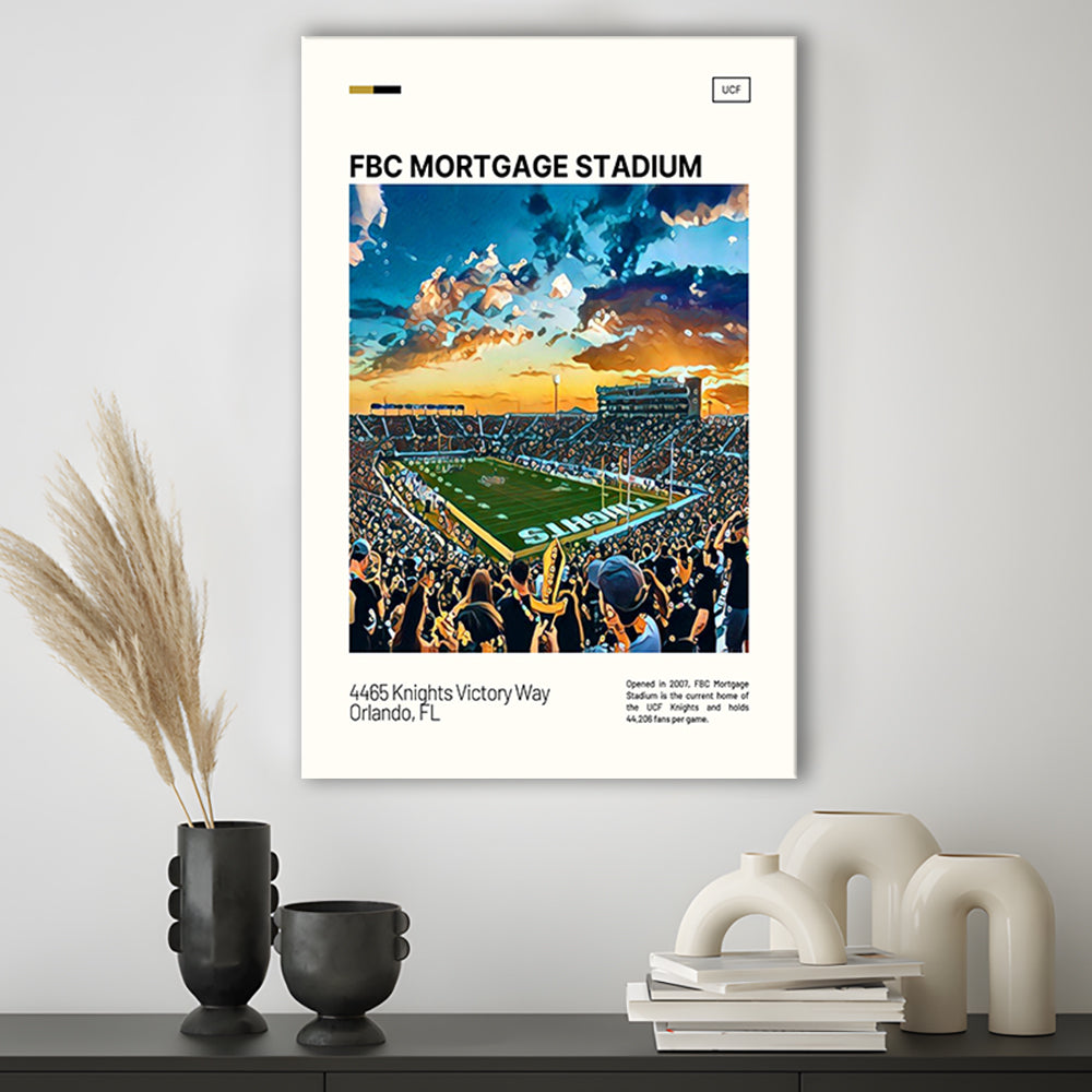 FBC Mortgage Stadium Print, UCF Knights Stadium Canvas Art, Fan Gifts, Sport Art, Canvas Print Wall Art