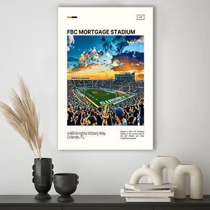 FBC Mortgage Stadium Print, UCF Knights Stadium Canvas Art, Fan Gifts, Sport Art, Canvas Print Wall Art