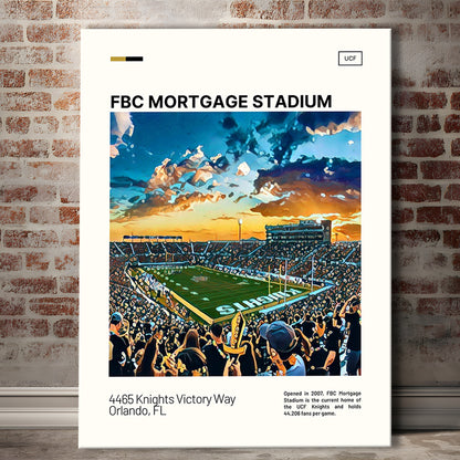 FBC Mortgage Stadium Print, UCF Knights Stadium Canvas Art, Fan Gifts, Sport Art, Canvas Print Wall Art