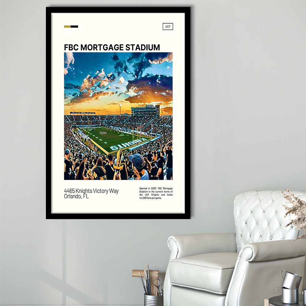 FBC Mortgage Stadium Print, UCF Knights Stadium Art, Gifts for him, Sport Art, Framed Art Print Wall Decor