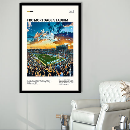 FBC Mortgage Stadium Print, UCF Knights Stadium Art, Gifts for him, Sport Art, Framed Art Print Wall Decor