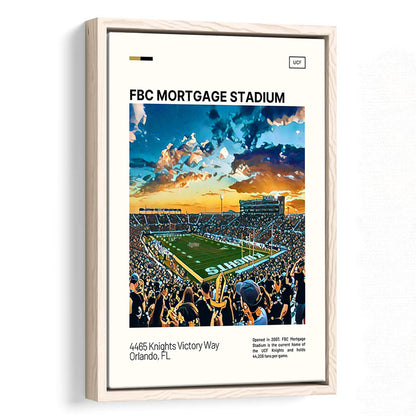 FBC Mortgage Stadium Print, UCF Knights Stadium Canvas Art, Man Cave Gift, Floating Framed Canvas Print Wall Art