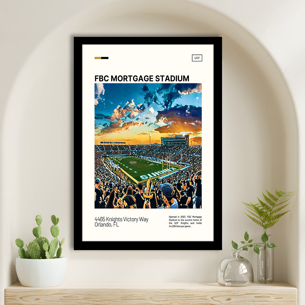 FBC Mortgage Stadium Print, UCF Knights Stadium Art, Gifts for him, Sport Art, Framed Art Print Wall Decor