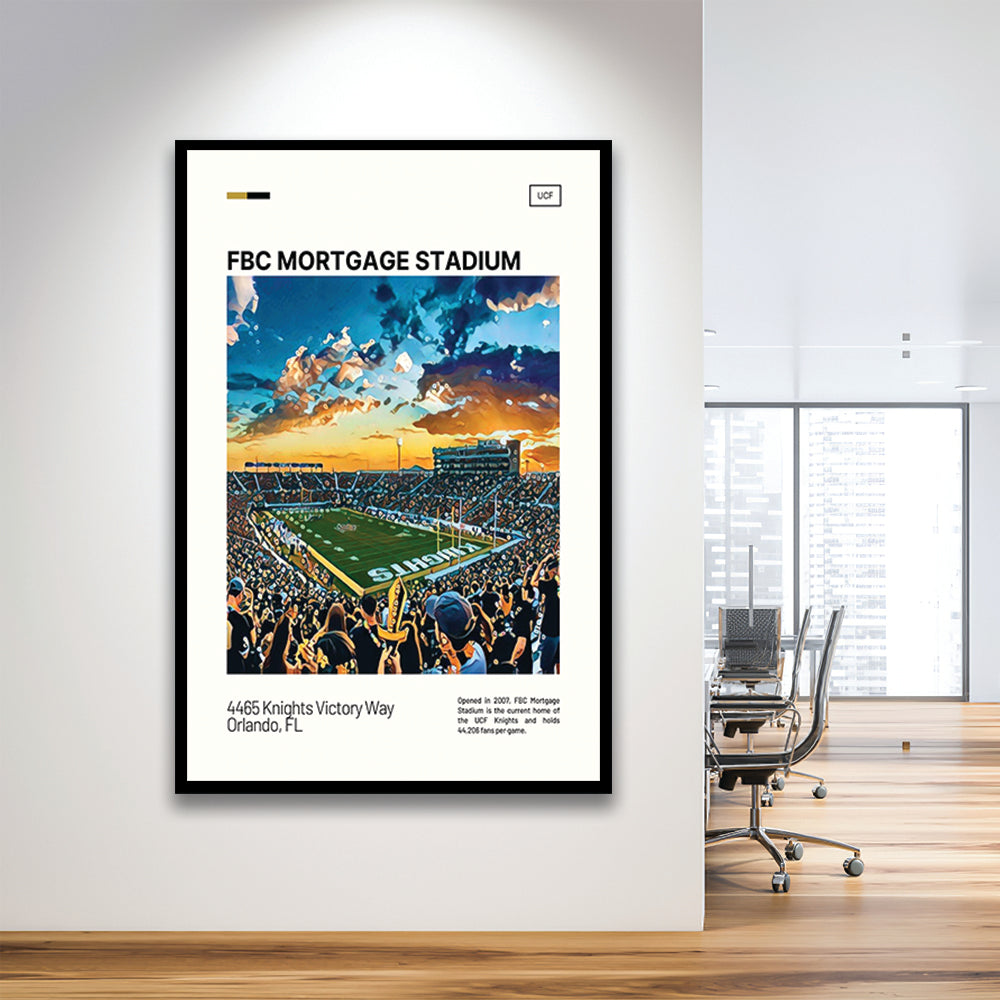 FBC Mortgage Stadium Print, UCF Knights Stadium Art, Gifts for him, Sport Art, Framed Art Print Wall Decor