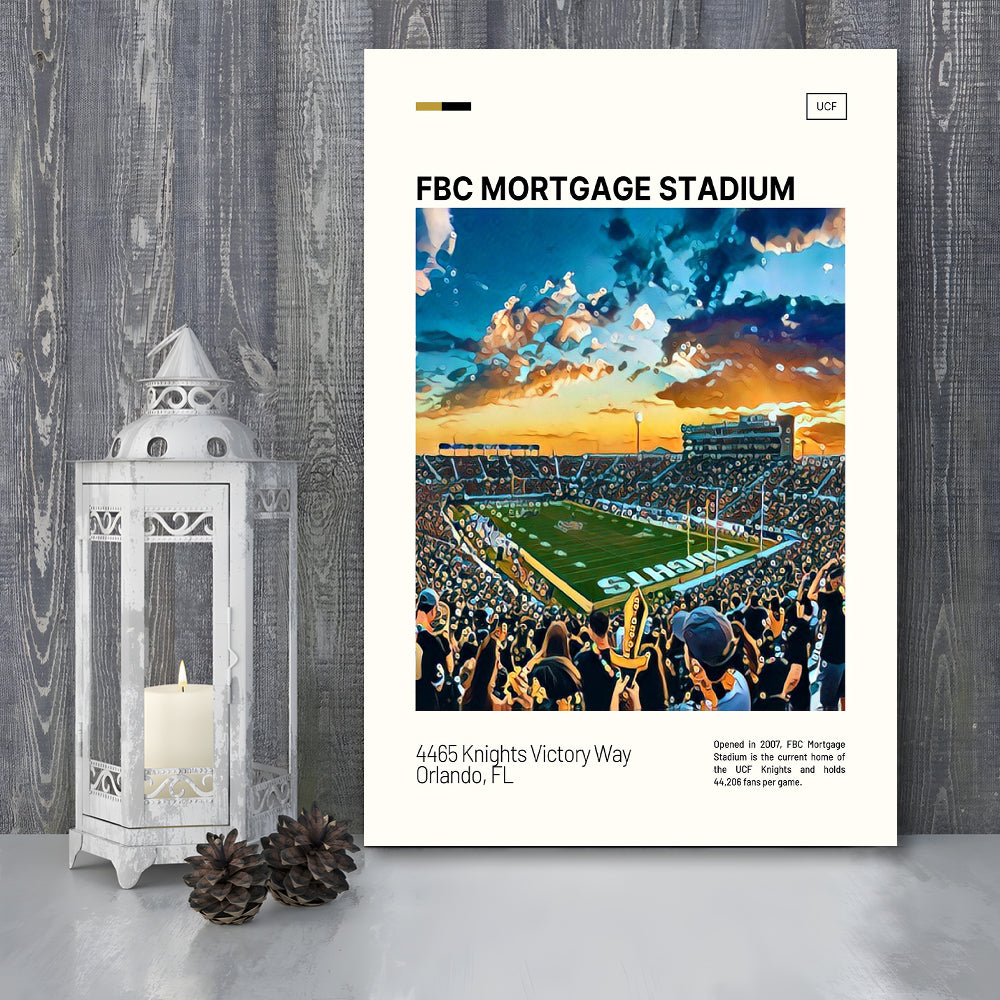 FBC Mortgage Stadium Print, UCF Knights Stadium Canvas Art, Fan Gifts, Sport Art, Canvas Print Wall Art