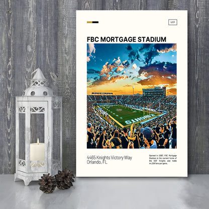 FBC Mortgage Stadium Print, UCF Knights Stadium Canvas Art, Fan Gifts, Sport Art, Canvas Print Wall Art