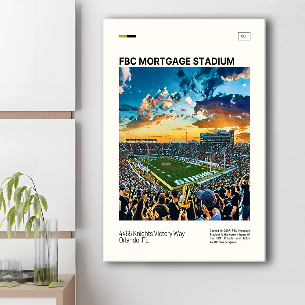 FBC Mortgage Stadium Print, UCF Knights Stadium Canvas Art, Fan Gifts, Sport Art, Canvas Print Wall Art
