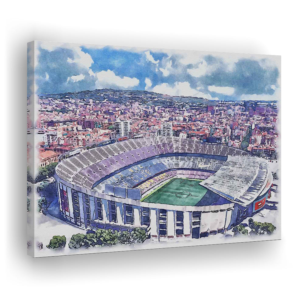 FC Barcelona, Camp Nou Watercolor, Painting Canvas, Sport Art, Gifts for him, Canvas Print Wall Art