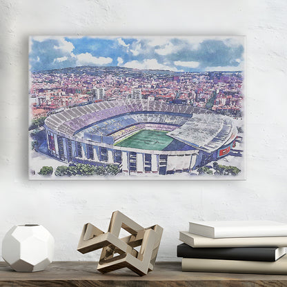 FC Barcelona, Camp Nou Watercolor, Painting Canvas, Sport Art, Gifts for him, Canvas Print Wall Art
