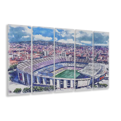 FC Barcelona, Camp Nou Watercolor, Painting Canvas, Sport Art, Extra Large Canvas Print Wall Art
