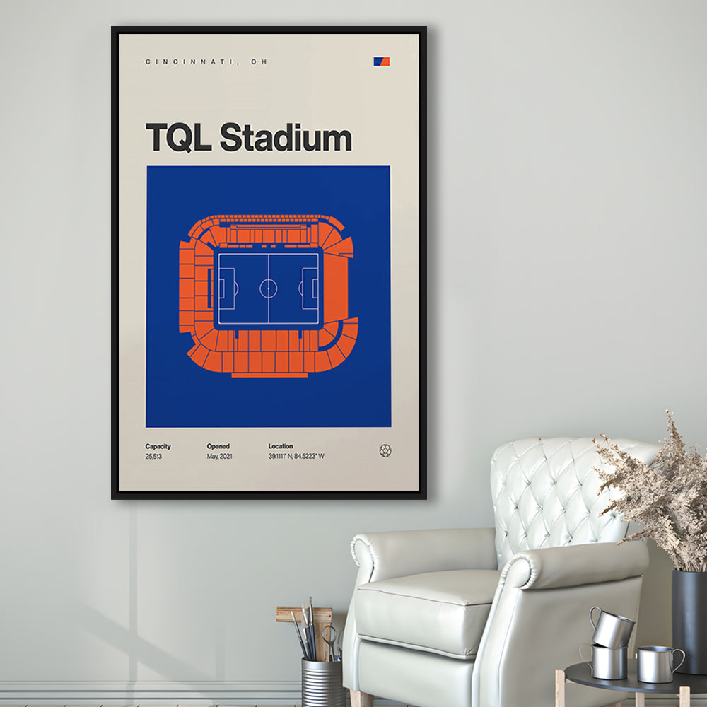 FC Cincinnati Stadium Print, TQL Stadium Print, Man Cave Gift, Floating Framed Canvas Print Wall Art