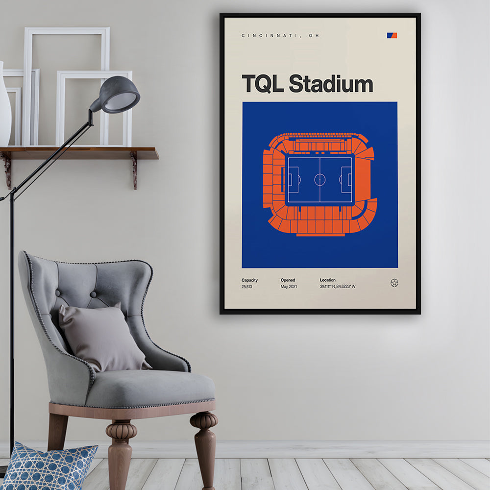 FC Cincinnati Stadium Print, TQL Stadium Print, Man Cave Gift, Floating Framed Canvas Print Wall Art