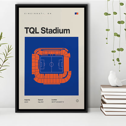 FC Cincinnati Stadium Print, TQL Stadium Print, Man Cave Gift, Floating Framed Canvas Print Wall Art