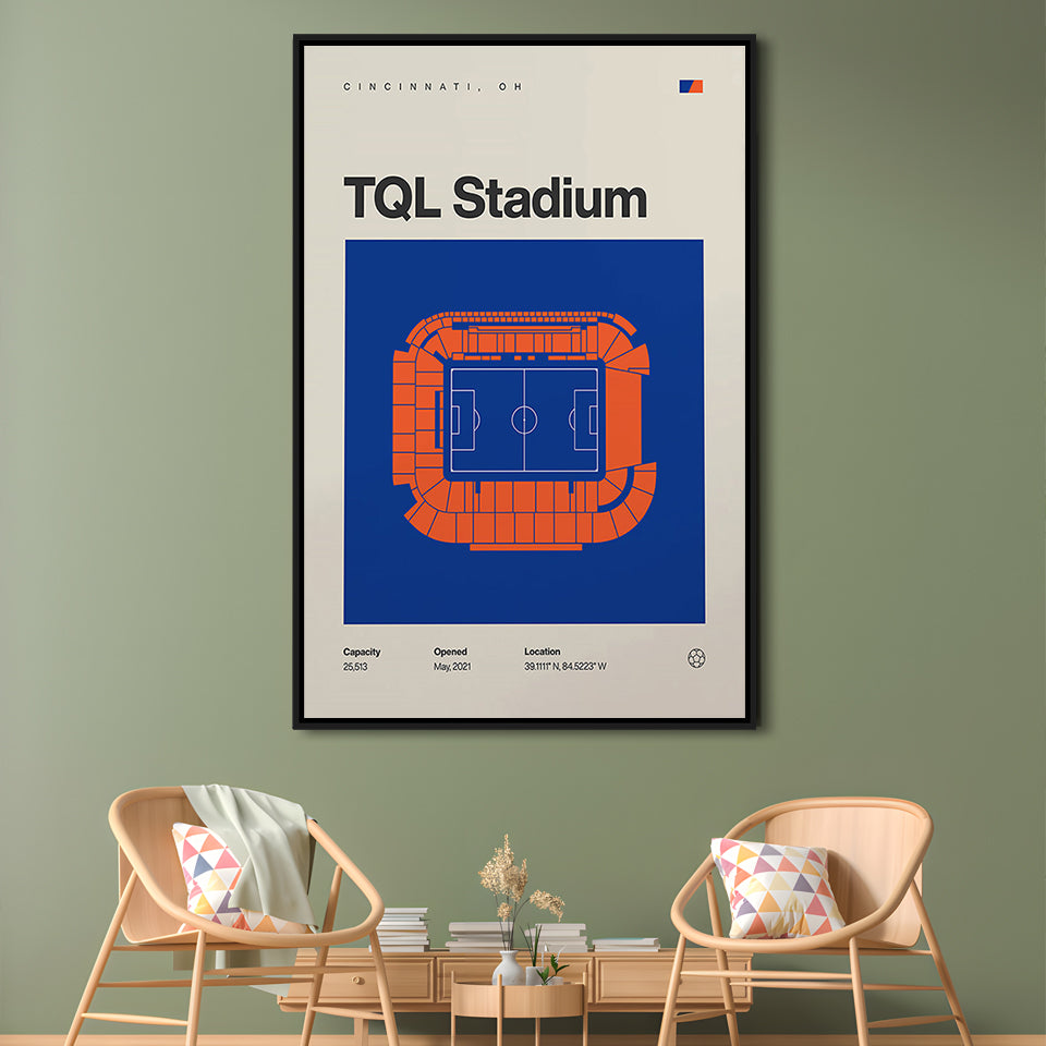 FC Cincinnati Stadium Print, TQL Stadium Print, Man Cave Gift, Floating Framed Canvas Print Wall Art