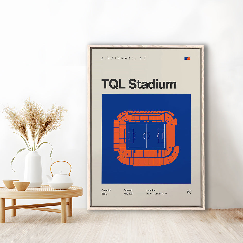 FC Cincinnati Stadium Print, TQL Stadium Print, Man Cave Gift, Floating Framed Canvas Print Wall Art