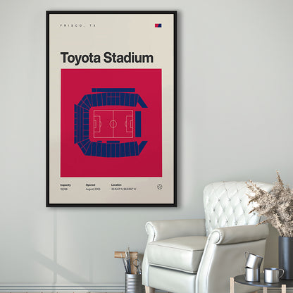 FC Dallas Stadium Print, Toyota Stadium Print, Man Cave Gift, Floating Framed Canvas Print Wall Art