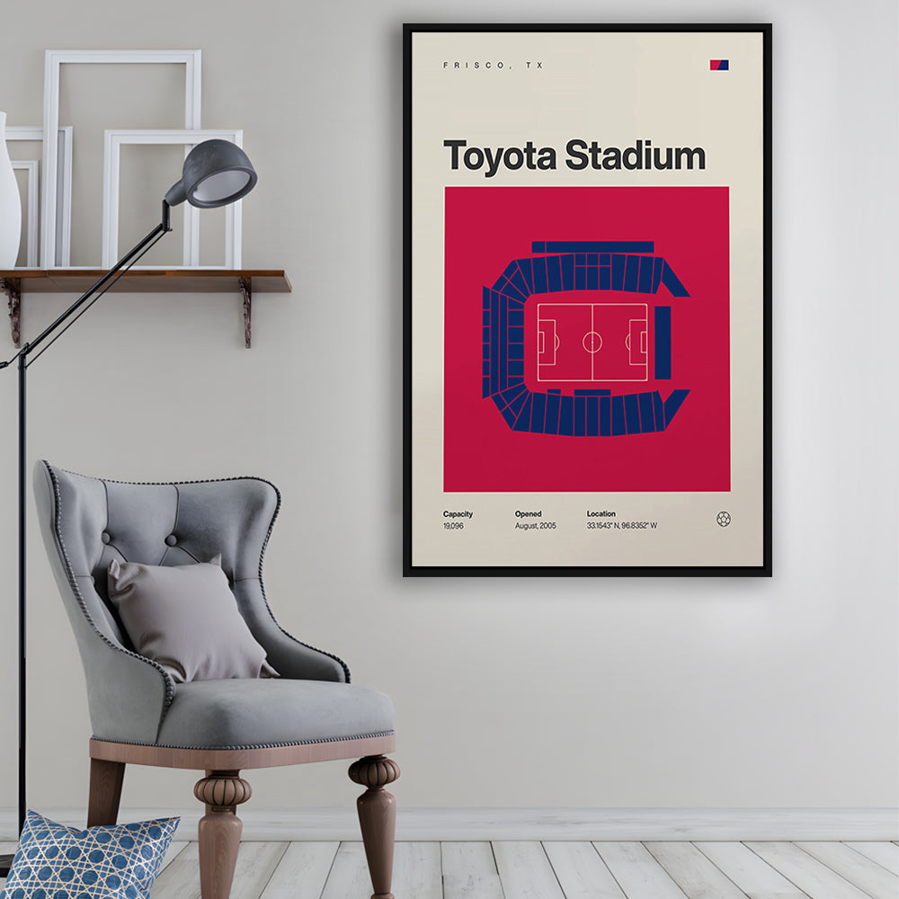 FC Dallas Stadium Print, Toyota Stadium Print, Man Cave Gift, Floating Framed Canvas Print Wall Art