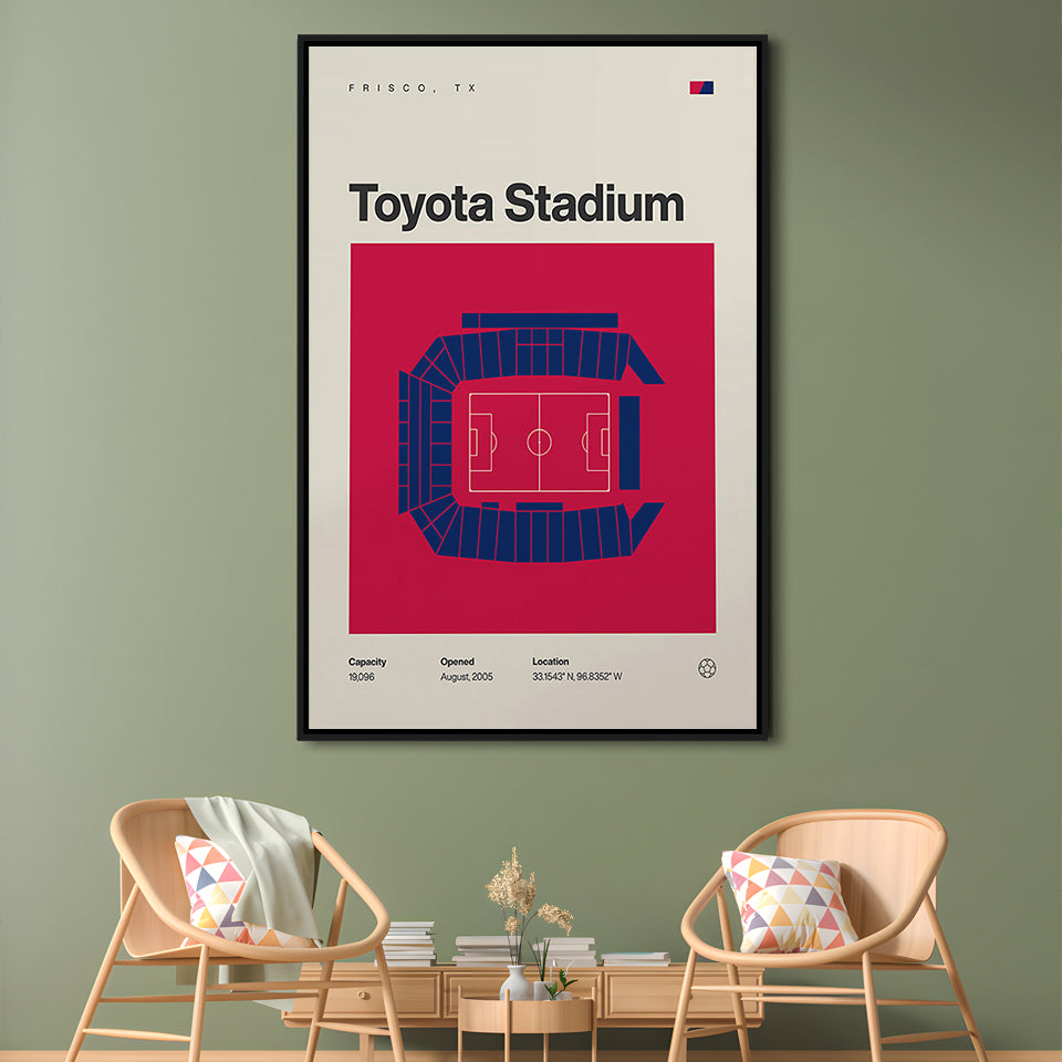 FC Dallas Stadium Print, Toyota Stadium Print, Man Cave Gift, Floating Framed Canvas Print Wall Art