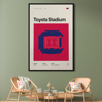 FC Dallas Stadium Print, Toyota Stadium Print, Man Cave Gift, Floating Framed Canvas Print Wall Art