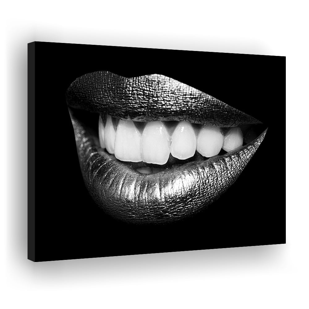 Fabulously Beautiful Smile on a Black Background, Black Canvas, Black Wall Art Black Print, Cavas Print Wall Art Hom Decor