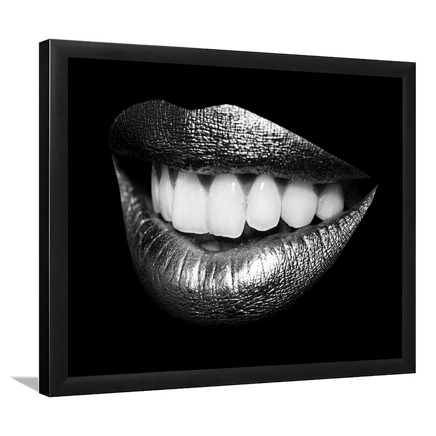 Fabulously Beautiful Smile On A Black Background, Black Art, Black Wall Art, Framed Art Print, Picture Framed