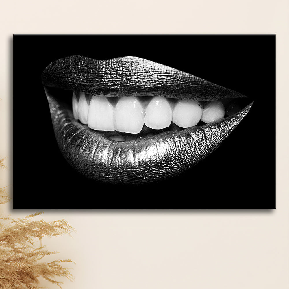 Fabulously Beautiful Smile on a Black Background, Black Canvas, Black Wall Art Black Print, Cavas Print Wall Art Hom Decor