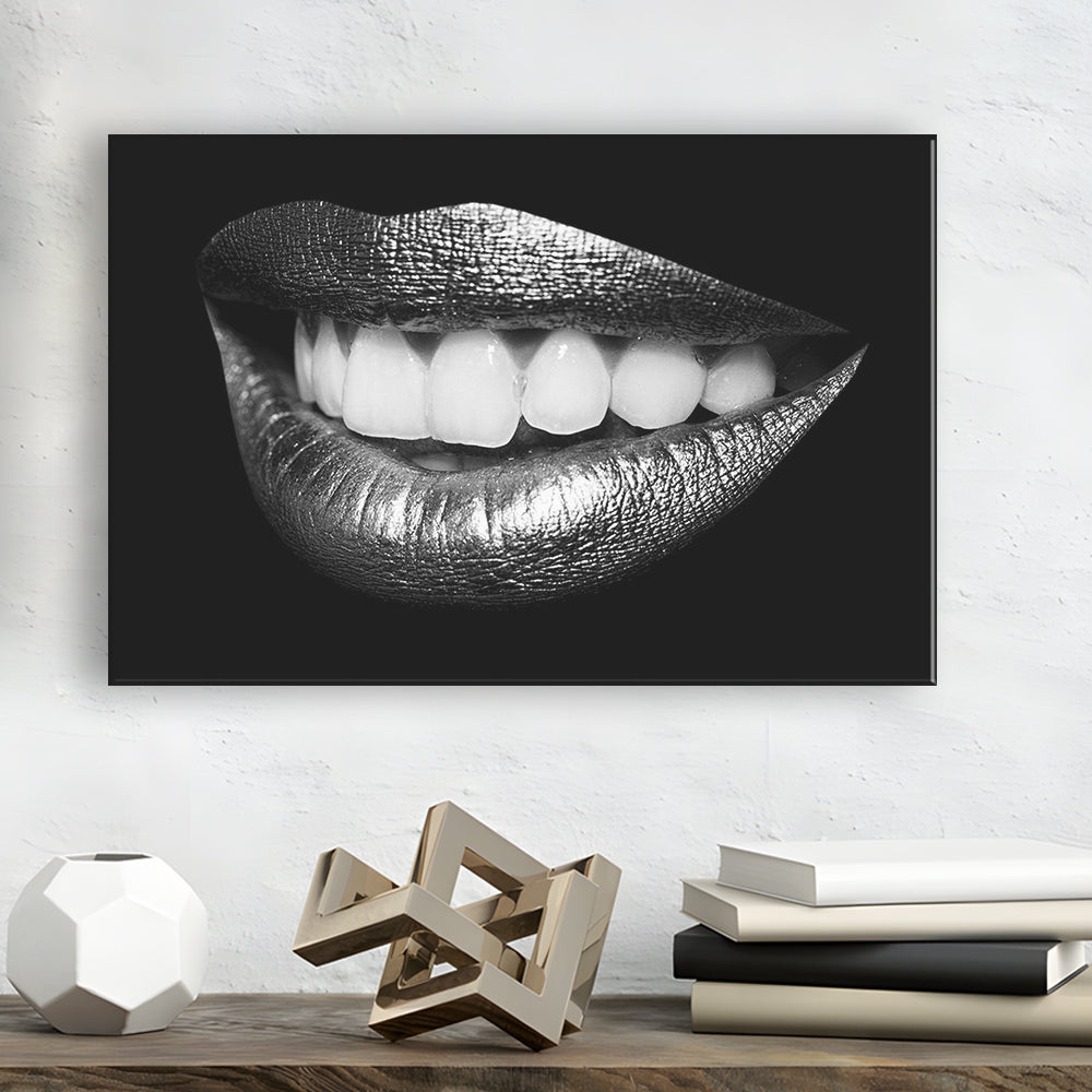 Fabulously Beautiful Smile on a Black Background, Black Canvas, Black Wall Art Black Print, Cavas Print Wall Art Hom Decor