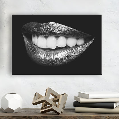 Fabulously Beautiful Smile on a Black Background, Black Canvas, Black Wall Art Black Print, Cavas Print Wall Art Hom Decor