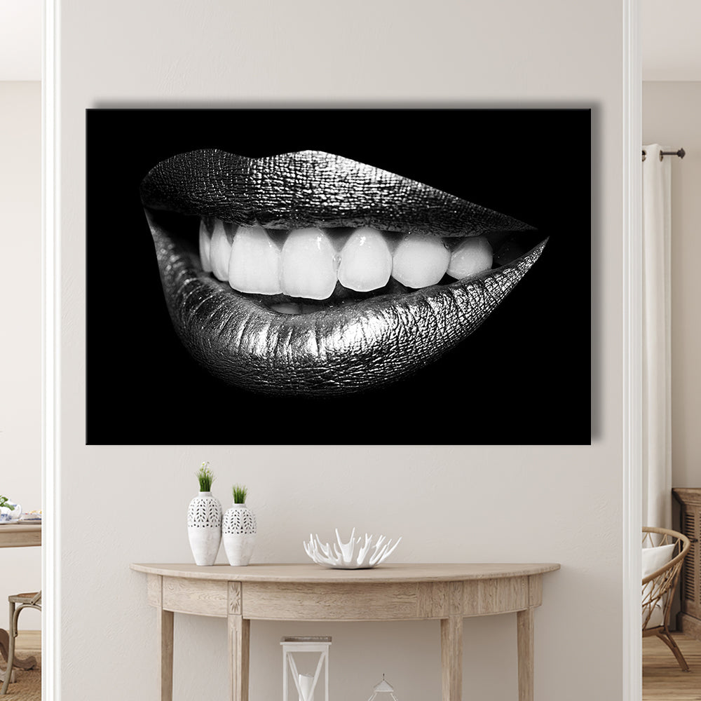 Fabulously Beautiful Smile on a Black Background, Black Canvas, Black Wall Art Black Print, Cavas Print Wall Art Hom Decor