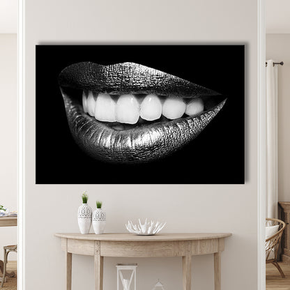 Fabulously Beautiful Smile on a Black Background, Black Canvas, Black Wall Art Black Print, Cavas Print Wall Art Hom Decor