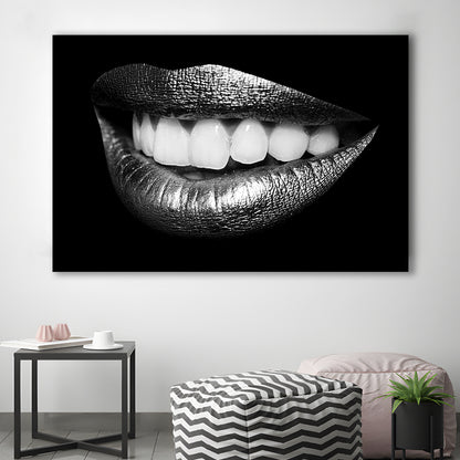 Fabulously Beautiful Smile on a Black Background, Black Canvas, Black Wall Art Black Print, Cavas Print Wall Art Hom Decor