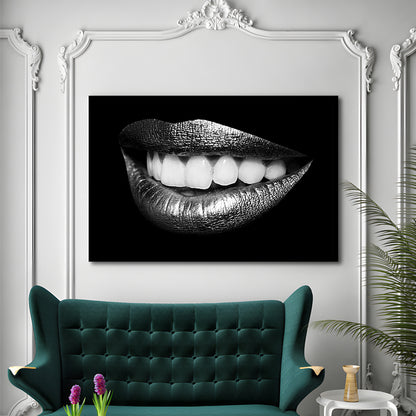 Fabulously Beautiful Smile On A Black Background, Black Art, Black Wall Art, Framed Art Print, Picture Framed