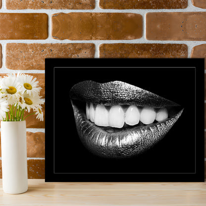 Fabulously Beautiful Smile On A Black Background, Black Art, Black Wall Art, Framed Art Print, Picture Framed