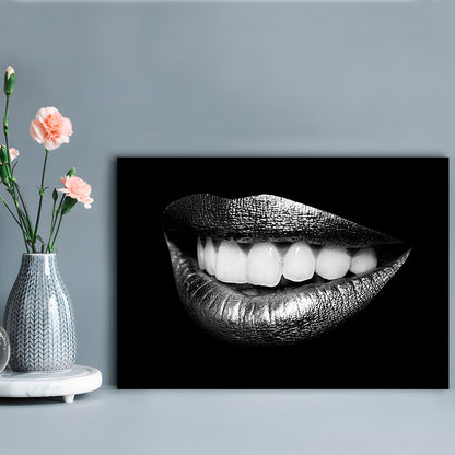 Fabulously Beautiful Smile On A Black Background, Black Art, Black Wall Art, Framed Art Print, Picture Framed