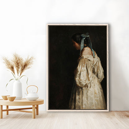 Faceless Portrait of a Woman Victorian Decor Download Art Dark Academia Portrait Oil Painting