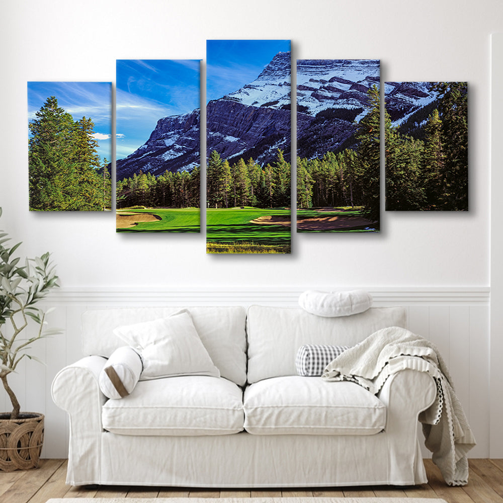 Fairmont Banff Springs Golf Course, Stanley Thompson Course Hole 02,Canada, 5 Pieces Mixed Canvas Print Wall Art