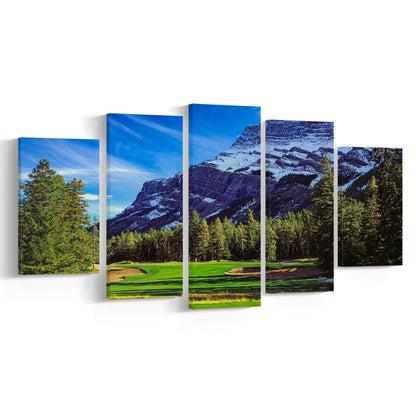 Fairmont Banff Springs Golf Course, Stanley Thompson Course Hole 02,Canada, 5 Pieces Mixed Canvas Print Wall Art