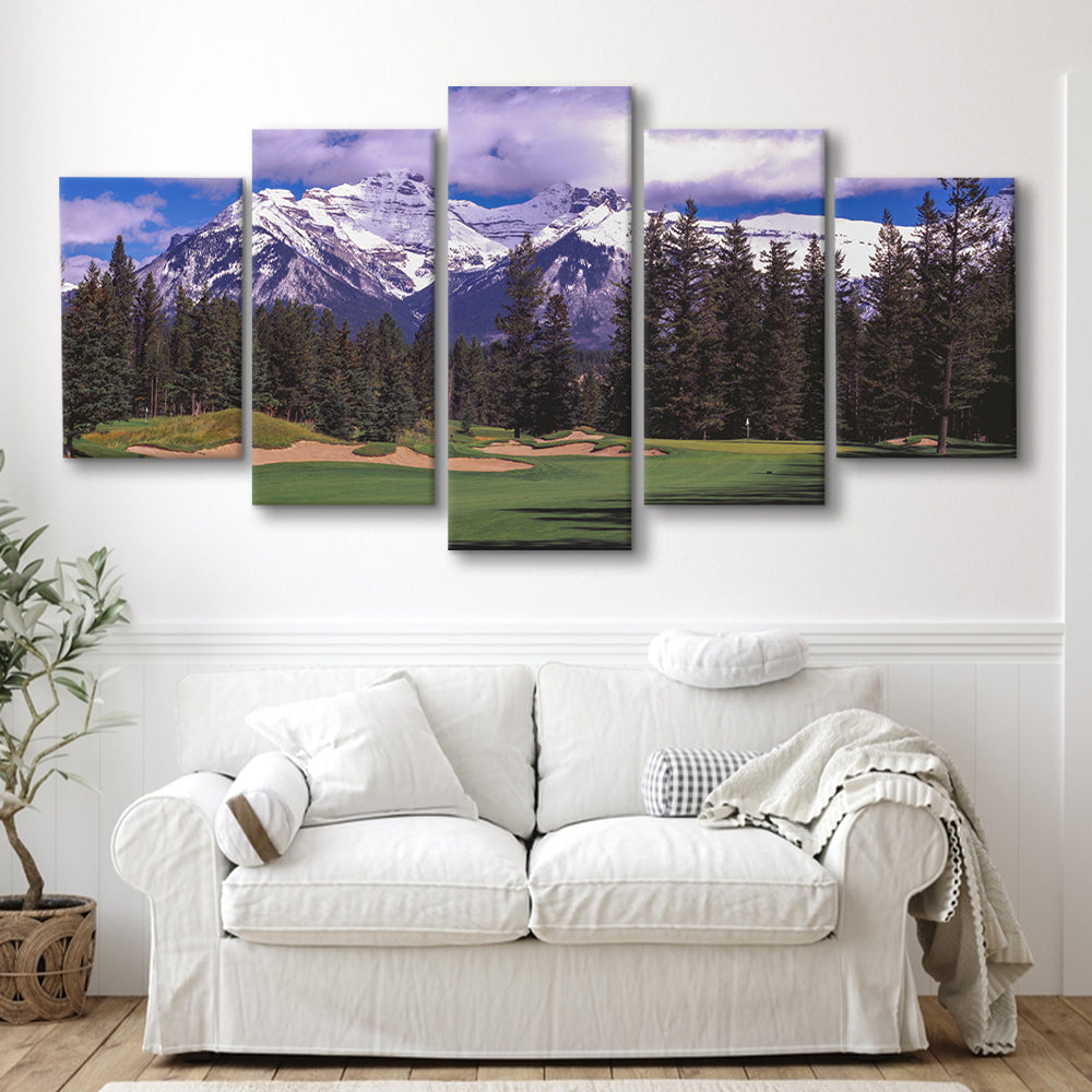 Fairmont Banff Springs ,Stanley Thompson Golf Course Hole 01, Canada, 5 Pieces Mixed Canvas Print Wall Art