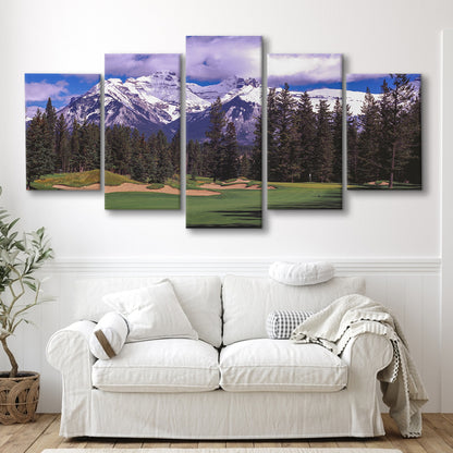 Fairmont Banff Springs ,Stanley Thompson Golf Course Hole 01, Canada, 5 Pieces Mixed Canvas Print Wall Art
