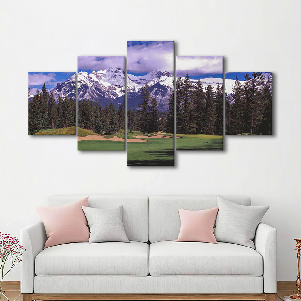 Fairmont Banff Springs ,Stanley Thompson Golf Course Hole 01, Canada, 5 Pieces Mixed Canvas Print Wall Art