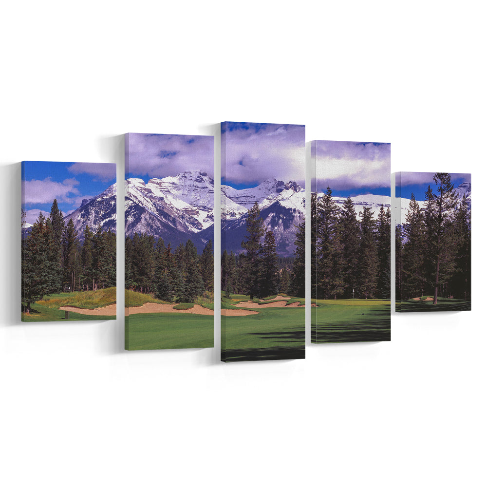Fairmont Banff Springs ,Stanley Thompson Golf Course Hole 01, Canada, 5 Pieces Mixed Canvas Print Wall Art