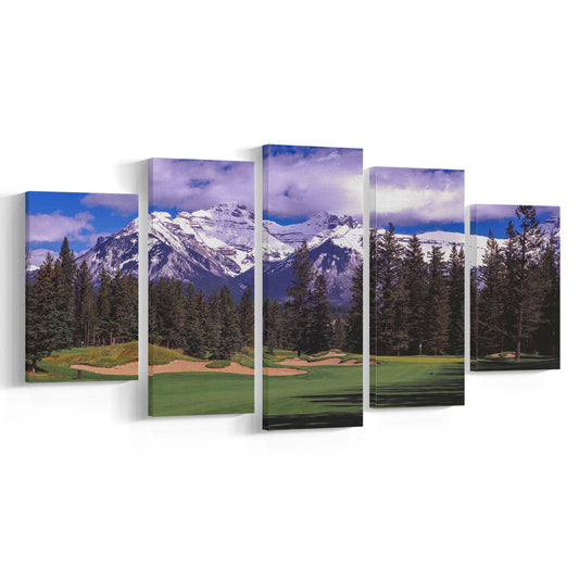 Fairmont Banff Springs ,Stanley Thompson Golf Course Hole 01, Canada, 5 Pieces Mixed Canvas Print Wall Art