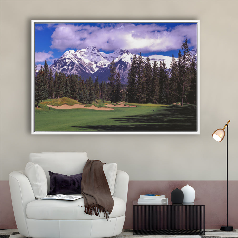 Fairmont Banff Springs ,Stanley Thompson Golf Course Hole 01, Floating Framed Canvas Print Wall Art