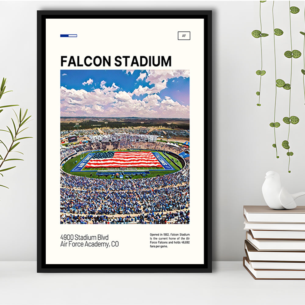Falcon Stadium Print, Air Force Falcons Stadium Canvas Art, Man Cave Gift, Floating Framed Canvas Print Wall Art