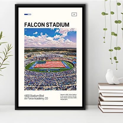 Falcon Stadium Print, Air Force Falcons Stadium Canvas Art, Man Cave Gift, Floating Framed Canvas Print Wall Art